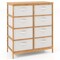 Bedroom 8-Drawer Storage Dresser with Foldable Fabric Bins and Wicker Frame